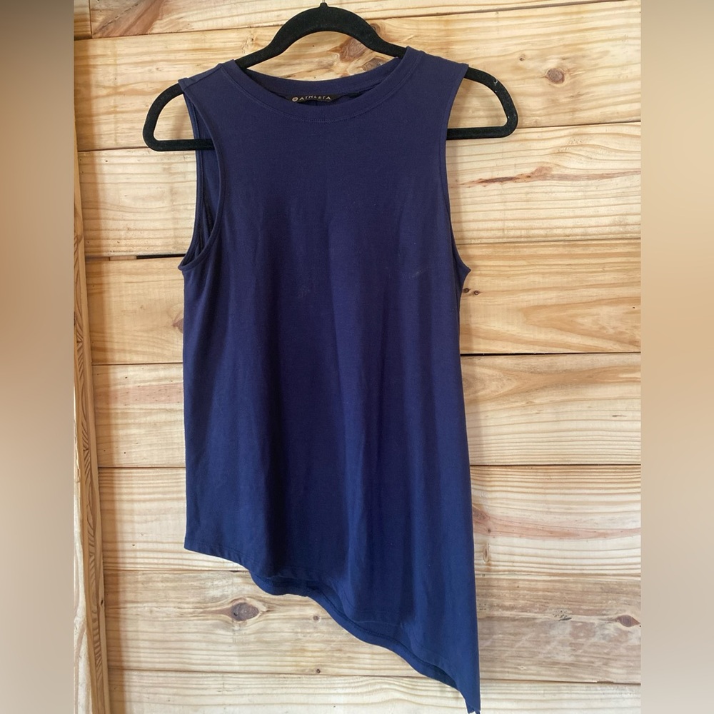 Athleta Blue Asymmetrical Sleeveless Muscle Tee